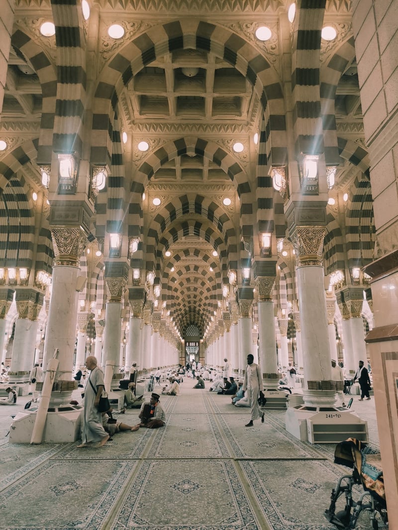 Stunning corridor of Masjid Nabawi with repeating arches